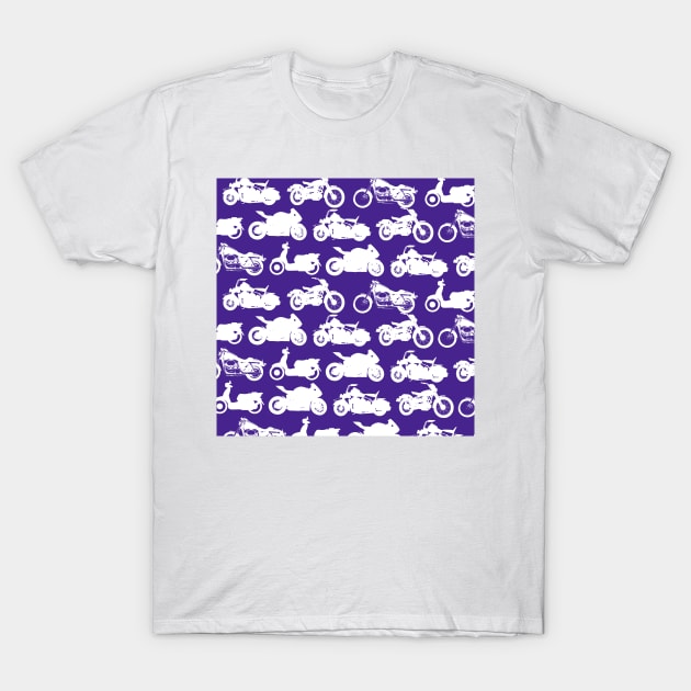 Motorcycle Collection Purple Background T-Shirt by DesignMore21